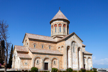 Kakheti, Georgia - April 19, 2024 Temple of Saint Nina in the Bodbe Monastery. Georgian Orthodox monastic complex. Pilgrimage sites in Georgia. Travel destination. High quality photo