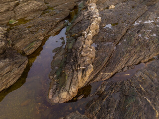 Rocky Shoreline with Tide Pool on Vancouver Island, British Columbia Coast