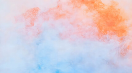 Obraz premium Abstract pastel blue and orange smoke clouds background.