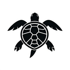Fototapeta premium Sea Turtle Silhouette: A stylized silhouette of a sea turtle, evoking imagery of ocean life, tranquility, and the serenity of the deep blue sea. 
