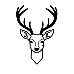 Fototapeta premium Majestic Stag Head: A minimalist line art illustration of a deer's head with large antlers. Perfect for logo design, home decor, or nature-themed projects. 