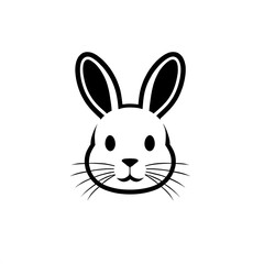 Fototapeta premium Cute Bunny Face Icon: Simple and charming, this black and white bunny face icon is perfect for branding, children's designs, or any project that needs a touch of cuteness. 