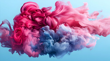 Fototapeta premium Abstract pink and blue ink swirling in water.