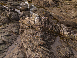 Rocky Tidal Pool Landscape Along Vancouver Island Coastline in British Columbia, Canada