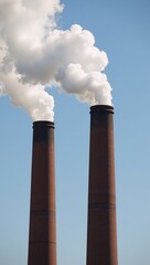Industrial smokestacks releasing fumes