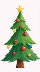 Obraz premium Watercolor clip art depicting an isolated Christmas tree image
