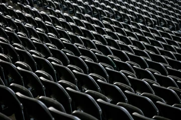 Printed roller blinds empty seats in a stadium