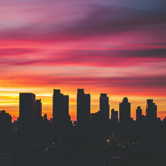 Fototapeta premium Urban skyline at sunrise