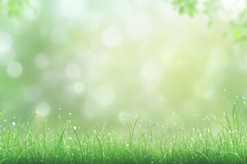 Fototapeta premium Abstract Nature Background with Green Grass and Dew Drops