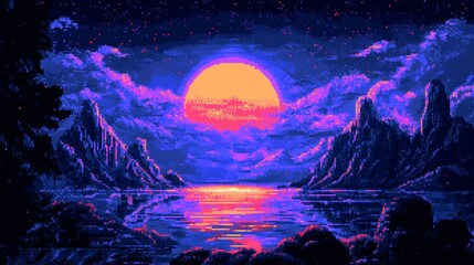 retro landscape 8 bit