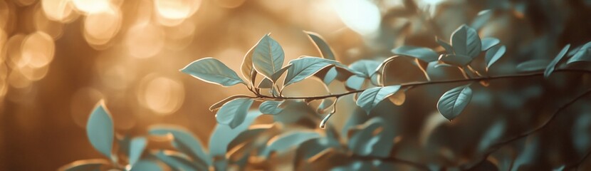 Soft Focus of Green Leaves in Nature with Beautiful Bokeh Effect