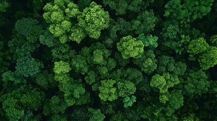 Aerial view of lush green forest canopy.