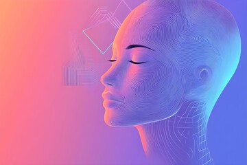 Obraz premium sztuczna inteligencja, AI, kreatywność cyfrowa, geometria, gradienty, piksele, innowacje, futurystyczne wzornictwo, cyfrowe połączenie, algorytmy, wizualizacja danych, generatywna sztuka, technologia 