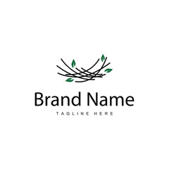 Bird's Nest Logo, Simple Bird House Illustration Templet Design Vector