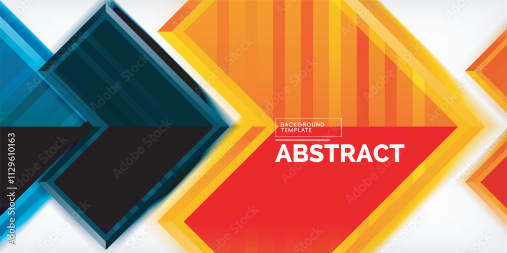 Poster Arrow symbols created with 3d effects and line texture geometric abstract background