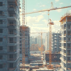 Construction site urban tower development high resolution image