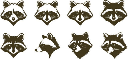 Fototapeta premium Black and White Raccoon Silhouette Art 