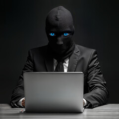  Professional Hacker in Dark with Blue Eyes