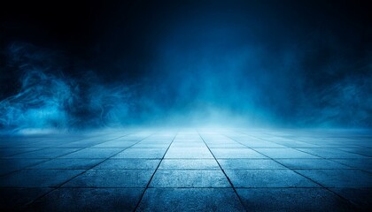 concrete floor and blue smoke background