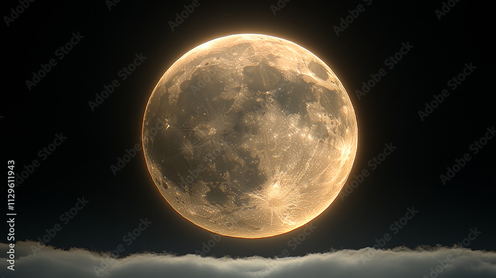 Canvas Prints a large, glowing moon is the center of attention in this image. the moon is surrounded by a cloudy s