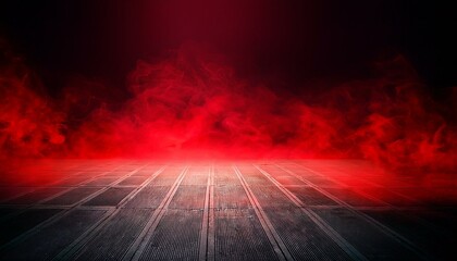 concrete floor and red smoke background
