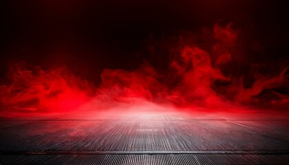 concrete floor and red smoke background