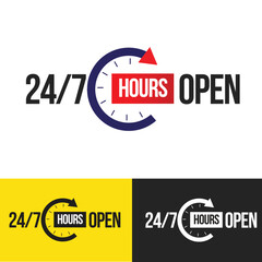 24/7 Service vector Templates with Customizable Clock Designs