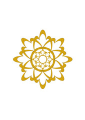 golden ornament of curved lines with eight points and copy space in the center, ancient filigree design
