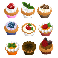 collection of cupcake fruit vector set clipart