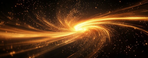 Obraz premium Abstract tech particles swirling in motion, dark background, illustration