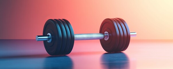 Fitness dumbbell, sleek design on modern background, health tech,