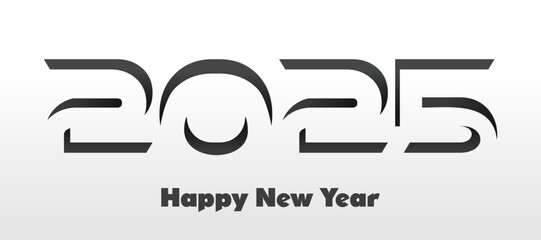 Happy New Year 2025, strict monochrome design. Creative design of 2025 typography. Design for 2025 celebration and decoration