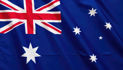 The Australian national flag is displayed with rippling fabric. Concept of Australian patriotism.