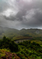 Glenfinnan viaduct in the mountains