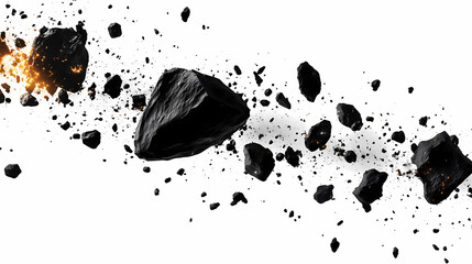 Dark meteor asteroid belt isolated on white or transparent png. Meteor. Illustration