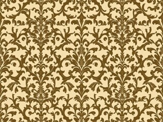 Elegant seamless damask wallpaper with intricate floral and geometric patterns, damask, design, background