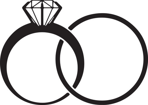 recommend clip art: Illustration of a silhouette icon featuring two diamond rings