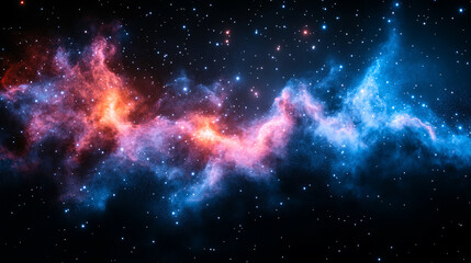 Fototapeta premium mesmerizing cosmic formation of fiery orange and red swirls, symbolizing the dynamic energy and vast beauty of the universe. This image evokes the cosmic dance of creation, destruction, and the infini