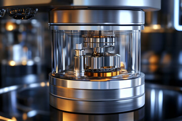 Close-up of an advanced vaping device, featuring modular parts and sleek design in a futuristic setting, AI Generated