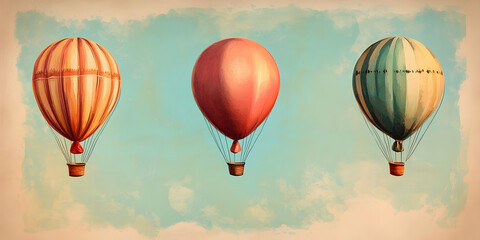 Obraz premium Colorful vintage-style balloons with a cheerful retro vibe, AI Generated