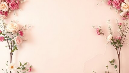 Vintage style artificial flowers wall background perfect for adding a touch of elegance to any event or space, background, pastel