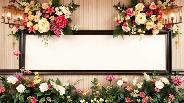 Vintage style artificial flowers wall background, perfect for adding a touch of elegance to any design project or event decor, background, project