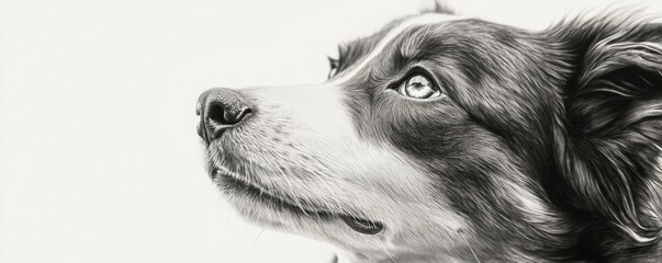 Loyal dog clipart realistic pencil sketch style, detailed fur texture, soulful eyes and gentle expression