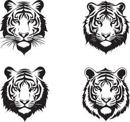 Minimalist Tiger Silhouette for Animal Themes
