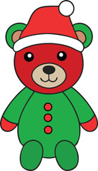 Teddy Bear with Santa Hat on white