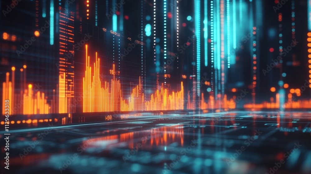 Poster dynamic data visualization digital environment graphic design abstract technology futuristic viewpoi