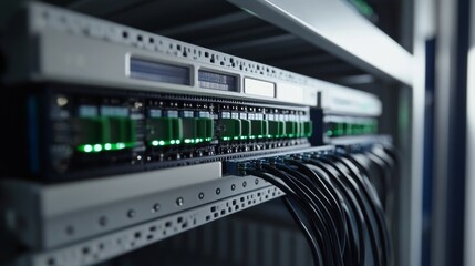 Data center operations modern facility technology infrastructure controlled environment close-up view digital efficiency concept