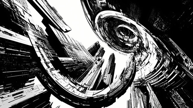 Sculpting the future with transportcore a journey into dynamic squarescape journey into the unknown a chronicle of dynamic background chronicles and bold structural designs. Chronicle. Illustration