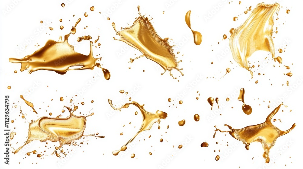Poster dynamic gold liquid splashes studio setting high-resolution image creative environment close-up view