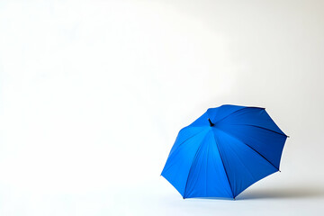 Elegant blue umbrella placed on a pristine white backdrop, AI Generated